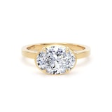 Goldsmiths 18ct Yellow Gold East-West 2.13cttw Oval Cut Lab Grown Diamond Hidden Halo Solitaire Engagement Ring - Ring Size P