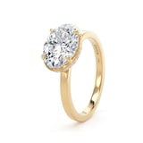 Goldsmiths 18ct Yellow Gold East-West 2.13cttw Oval Cut Lab Grown Diamond Hidden Halo Solitaire Engagement Ring - Ring Size P
