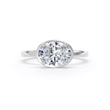 Goldsmiths 18ct White Gold East-West 1.62cttw Oval Cut Lab Grown Diamond Hidden Halo Solitaire Engagement Ring - Ring Size M