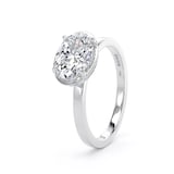 Goldsmiths 18ct White Gold East-West 1.62cttw Oval Cut Lab Grown Diamond Hidden Halo Solitaire Engagement Ring - Ring Size M