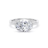 Goldsmiths 18ct White Gold East-West 2.13cttw Oval Cut Lab Grown Diamond Hidden Halo Solitaire Engagement Ring - Ring Size L