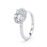 Goldsmiths 18ct White Gold East-West 2.13cttw Oval Cut Lab Grown Diamond Hidden Halo Solitaire Engagement Ring - Ring Size L