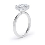 Goldsmiths 18ct White Gold East-West 3.15cttw Oval Cut Lab Grown Diamond Hidden Halo Solitaire Engagement Ring - Ring Size I