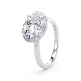 Goldsmiths 18ct White Gold East-West 3.15cttw Oval Cut Lab Grown Diamond Hidden Halo Solitaire Engagement Ring - Ring Size I
