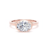Goldsmiths 18ct Rose Gold East-West 1.62cttw Oval Cut Lab Grown Diamond Hidden Halo Solitaire Engagement Ring - Ring Size L.5
