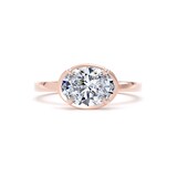 Goldsmiths 18ct Rose Gold East-West 1.62cttw Oval Cut Lab Grown Diamond Hidden Halo Solitaire Engagement Ring - Ring Size L.5