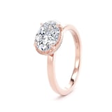 Goldsmiths 18ct Rose Gold East-West 1.62cttw Oval Cut Lab Grown Diamond Hidden Halo Solitaire Engagement Ring - Ring Size L.5