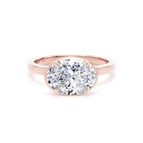 Goldsmiths 18ct Rose Gold East-West 2.13cttw Oval Cut Lab Grown Diamond Hidden Halo Solitaire Engagement Ring - Ring Size L