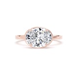 Goldsmiths 18ct Rose Gold East-West 2.13cttw Oval Cut Lab Grown Diamond Hidden Halo Solitaire Engagement Ring - Ring Size L