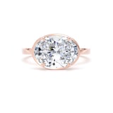 Goldsmiths 18ct Rose Gold East-West 3.15cttw Oval Cut Lab Grown Diamond Hidden Halo Solitaire Engagement Ring - Ring Size I