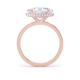Goldsmiths 18ct Rose Gold East-West 3.15cttw Oval Cut Lab Grown Diamond Hidden Halo Solitaire Engagement Ring - Ring Size I