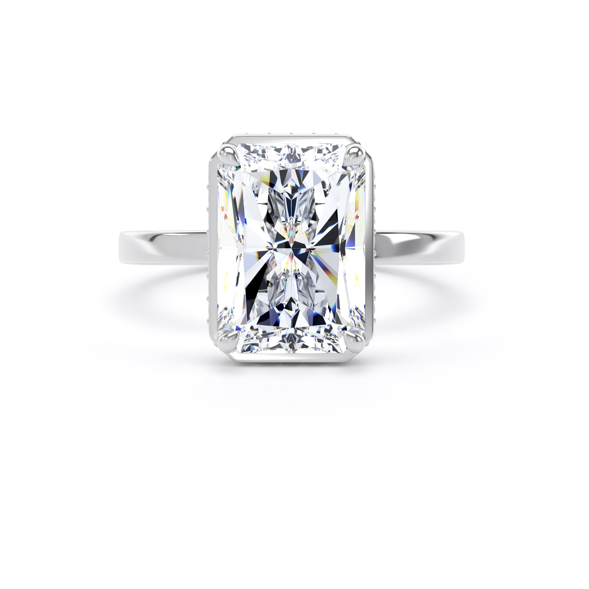 Goldsmiths Platinum 5.19cttw Radiant Cut Lab Grown Diamond Hidden Halo Solitaire Engagement Ring - Ring Size P Goldsmiths Platinum 5.19cttw Radiant Cut Lab Grown Diamond Hidden Halo Solitaire Engagement Ring - Ring Size P