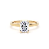 Goldsmiths 18ct Yellow Gold 1.62cttw Radiant Cut Lab Grown Diamond Hidden Halo Solitaire Engagement Ring - Ring Size L