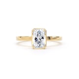 Goldsmiths 18ct Yellow Gold 1.62cttw Radiant Cut Lab Grown Diamond Hidden Halo Solitaire Engagement Ring - Ring Size L