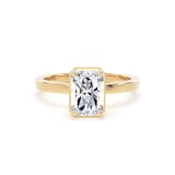 Goldsmiths 18ct Yellow Gold 2.13cttw Radiant Cut Lab Grown Diamond Hidden Halo Solitaire Engagement Ring - Ring Size K
