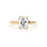 Goldsmiths 18ct Yellow Gold 2.13cttw Radiant Cut Lab Grown Diamond Hidden Halo Solitaire Engagement Ring - Ring Size K