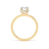 Goldsmiths 18ct Yellow Gold 2.13cttw Radiant Cut Lab Grown Diamond Hidden Halo Solitaire Engagement Ring - Ring Size K