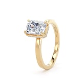 Goldsmiths 18ct Yellow Gold 2.13cttw Radiant Cut Lab Grown Diamond Hidden Halo Solitaire Engagement Ring - Ring Size K