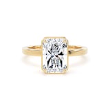 Goldsmiths 18ct Yellow Gold 3.15cttw Radiant Cut Lab Grown Diamond Hidden Halo Solitaire Engagement Ring - Ring Size J