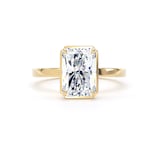 Goldsmiths 18ct Yellow Gold 3.15cttw Radiant Cut Lab Grown Diamond Hidden Halo Solitaire Engagement Ring - Ring Size J