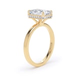 Goldsmiths 18ct Yellow Gold 3.15cttw Radiant Cut Lab Grown Diamond Hidden Halo Solitaire Engagement Ring - Ring Size J