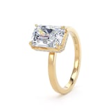 Goldsmiths 18ct Yellow Gold 3.15cttw Radiant Cut Lab Grown Diamond Hidden Halo Solitaire Engagement Ring - Ring Size J