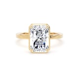 Goldsmiths 18ct Yellow Gold 4.17cttw Radiant Cut Lab Grown Diamond Hidden Halo Solitaire Engagement Ring - Ring Size P