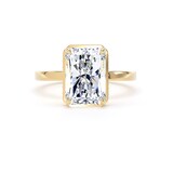 Goldsmiths 18ct Yellow Gold 4.17cttw Radiant Cut Lab Grown Diamond Hidden Halo Solitaire Engagement Ring - Ring Size P