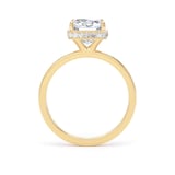 Goldsmiths 18ct Yellow Gold 4.17cttw Radiant Cut Lab Grown Diamond Hidden Halo Solitaire Engagement Ring - Ring Size P