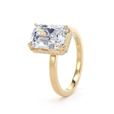 Goldsmiths 18ct Yellow Gold 4.17cttw Radiant Cut Lab Grown Diamond Hidden Halo Solitaire Engagement Ring - Ring Size P