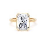 Goldsmiths 18ct Yellow Gold 5.19cttw Radiant Cut Lab Grown Diamond Hidden Halo Solitaire Engagement Ring - Ring Size L