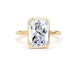 Goldsmiths 18ct Yellow Gold 5.19cttw Radiant Cut Lab Grown Diamond Hidden Halo Solitaire Engagement Ring - Ring Size L