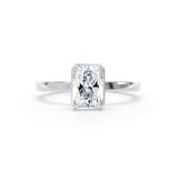 Goldsmiths 18ct White Gold 1.62cttw Radiant Cut Lab Grown Diamond Hidden Halo Solitaire Engagement Ring - Ring Size J