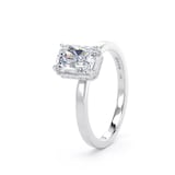 Goldsmiths 18ct White Gold 1.62cttw Radiant Cut Lab Grown Diamond Hidden Halo Solitaire Engagement Ring - Ring Size J
