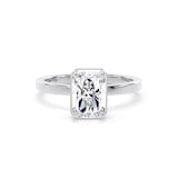 Goldsmiths 18ct White Gold 2.13cttw Radiant Cut Lab Grown Diamond Hidden Halo Solitaire Engagement Ring - Ring Size M