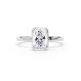 Goldsmiths 18ct White Gold 2.13cttw Radiant Cut Lab Grown Diamond Hidden Halo Solitaire Engagement Ring - Ring Size M
