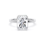 Goldsmiths 18ct White Gold 3.15cttw Radiant Cut Lab Grown Diamond Hidden Halo Solitaire Engagement Ring - Ring Size I