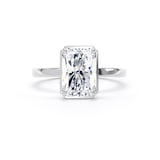 Goldsmiths 18ct White Gold 3.15cttw Radiant Cut Lab Grown Diamond Hidden Halo Solitaire Engagement Ring - Ring Size I