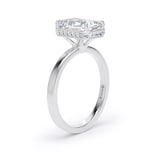Goldsmiths 18ct White Gold 3.15cttw Radiant Cut Lab Grown Diamond Hidden Halo Solitaire Engagement Ring - Ring Size I