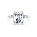 Goldsmiths 18ct White Gold 4.17cttw Radiant Cut Lab Grown Diamond Hidden Halo Solitaire Engagement Ring - Ring Size I