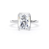 Goldsmiths 18ct White Gold 4.17cttw Radiant Cut Lab Grown Diamond Hidden Halo Solitaire Engagement Ring - Ring Size I