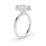 Goldsmiths 18ct White Gold 4.17cttw Radiant Cut Lab Grown Diamond Hidden Halo Solitaire Engagement Ring - Ring Size I
