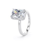 Goldsmiths 18ct White Gold 4.17cttw Radiant Cut Lab Grown Diamond Hidden Halo Solitaire Engagement Ring - Ring Size I