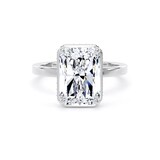 Goldsmiths 18ct White Gold 5.19cttw Radiant Cut Lab Grown Diamond Hidden Halo Solitaire Engagement Ring - Ring Size K