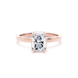 Goldsmiths 18ct Rose Gold 1.62cttw Radiant Cut Lab Grown Diamond Hidden Halo Solitaire Engagement Ring - Ring Size N