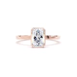 Goldsmiths 18ct Rose Gold 1.62cttw Radiant Cut Lab Grown Diamond Hidden Halo Solitaire Engagement Ring - Ring Size N