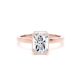 Goldsmiths 18ct Rose Gold 2.13cttw Radiant Cut Lab Grown Diamond Hidden Halo Solitaire Engagement Ring - Ring Size K