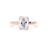 Goldsmiths 18ct Rose Gold 2.13cttw Radiant Cut Lab Grown Diamond Hidden Halo Solitaire Engagement Ring - Ring Size K