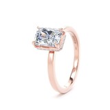 Goldsmiths 18ct Rose Gold 2.13cttw Radiant Cut Lab Grown Diamond Hidden Halo Solitaire Engagement Ring - Ring Size K