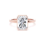 Goldsmiths 18ct Rose Gold 3.15cttw Radiant Cut Lab Grown Diamond Hidden Halo Solitaire Engagement Ring - Ring Size J